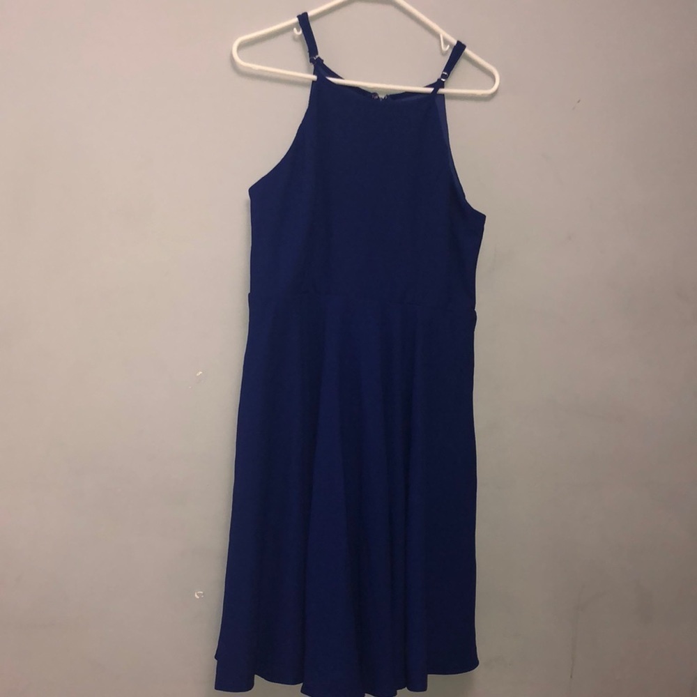 Women's Royal Blue Halter Midi Dress